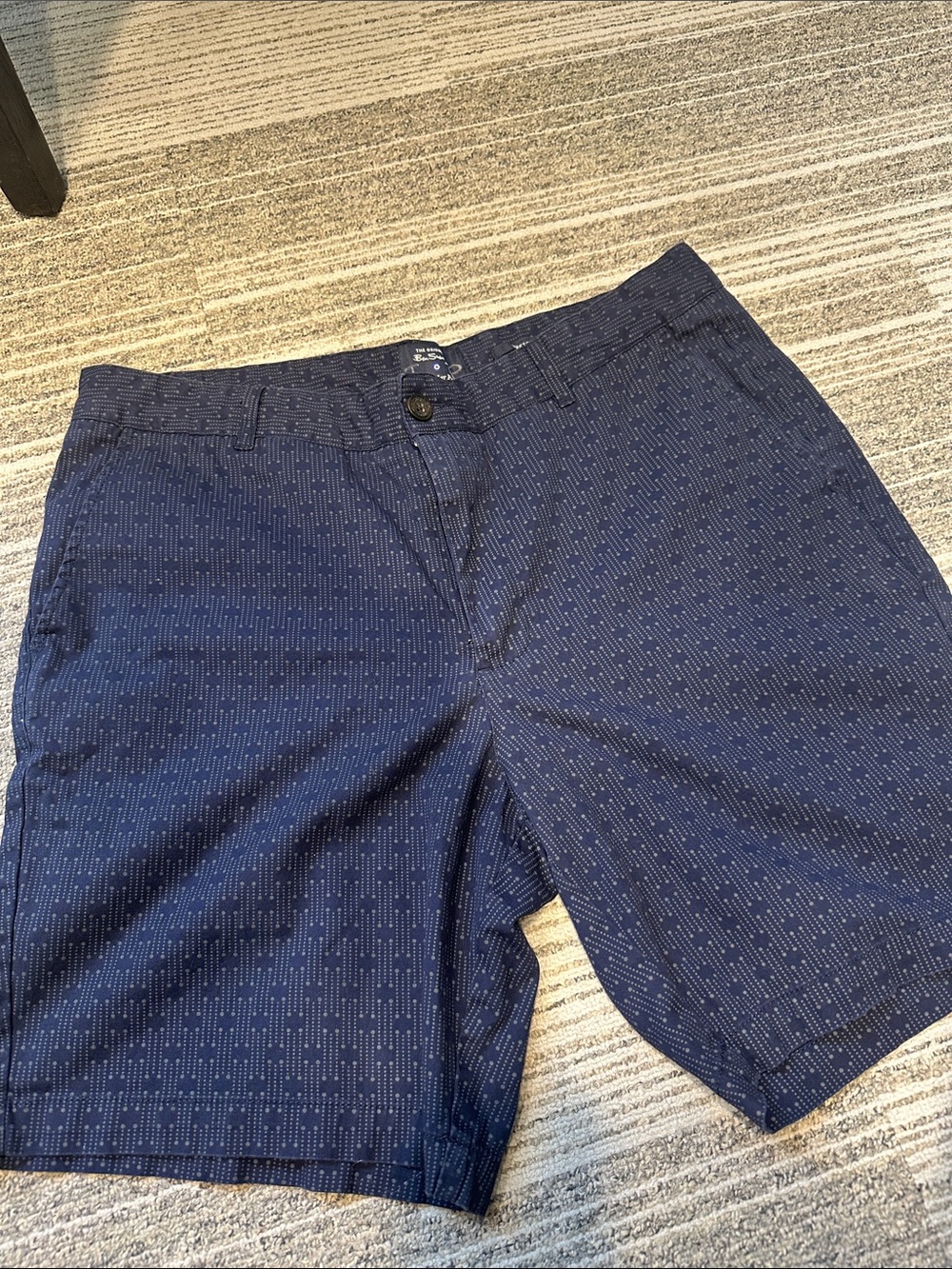 Ben Sherman Men's Navy Patterned Casual Shorts | 36W | Stretch| EUC | 7” Inseam